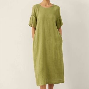 Elegant Olive Green Long Sleeve Dress